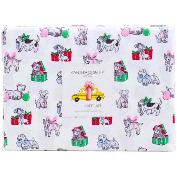 Christmas Winter Puppy Cheer Queen Sheet Set NWT - Picture 1 of 4